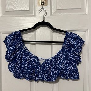 NWOT; SHEIN 3XL Blue 2-Piece High Waisted Ruffled Swim Suit